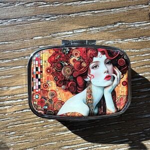 Klimt Pill Box 2 Compartment Unique Design Pill Case for Pocket and Purse NEW